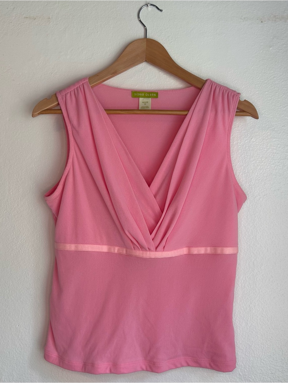 Sigrid Olsen Bright Pink Sleeveless Draped Top Size Medium
